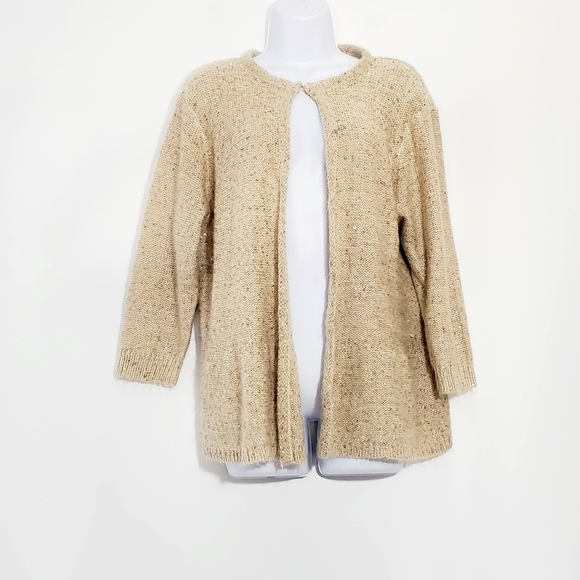 F+F Sweaters Ff Womens Sparkling Gold Cardigan Sweater Poshmark